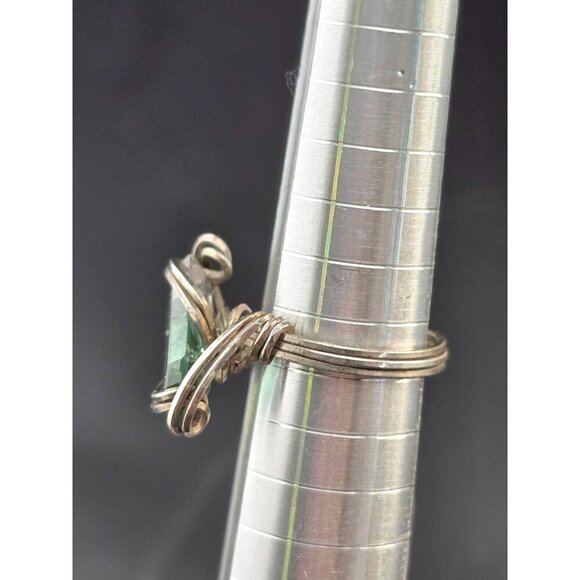 Vintage Handcrafted Watermelon Tourmaline Wire Wrapped Silver Ring Size 5 - Picture 10 of 10